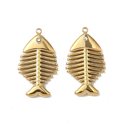 304 Stainless Steel Rhinestone Pendants Ion Plating(IP) STAS-V015-02G-1