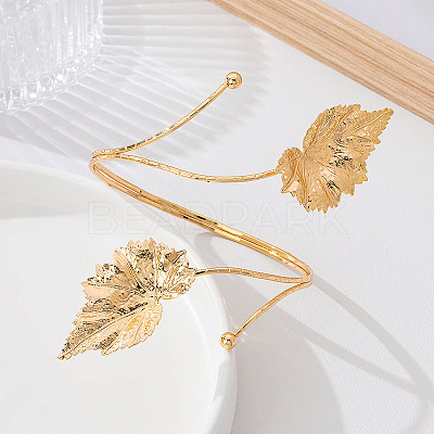 Adjustable Alloy Leaf Upper Arm Cuff Bangles for Women WG0B50C-01-1