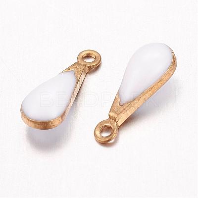 Antique Golden Plated Brass Enamel Teardrop Charms KK-Q571-01B-1