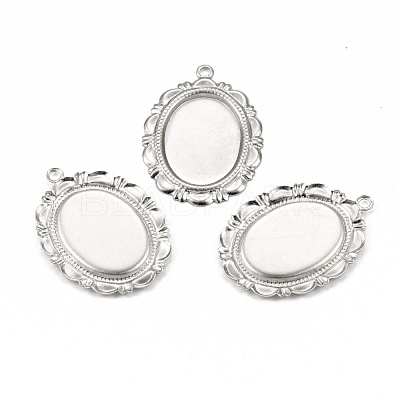 Tarnish Resistant 304 Stainless Steel Pendant Cabochon Settings STAS-I167-03P-1