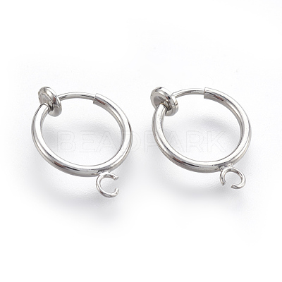 Brass Clip-on Hoop Earrings X-KK-L169-06P-1