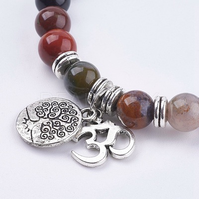 Natural Indian Agate Wrap Bracelets BJEW-E329-06E-1