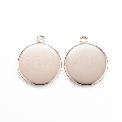 Ion Plating(IP) 304 Stainless Steel Pendant Cabochon Settings STAS-G127-13-14mm-RG-1