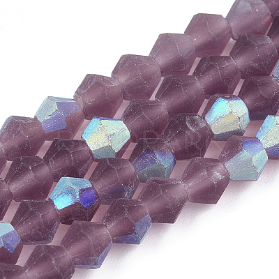 Imitate Austrian Crystal Bicone Frosted Glass Beads Strands LS-EGLA-A039-T4mm-MB04-1