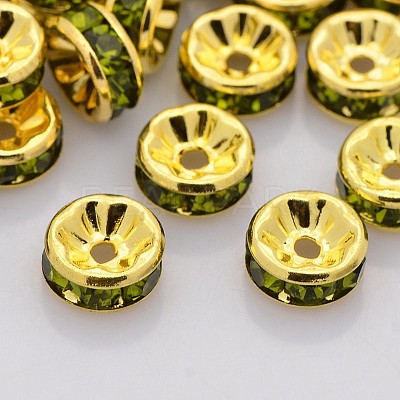Brass Rhinestone Spacer Beads RB-A014-Z6mm-09G-1