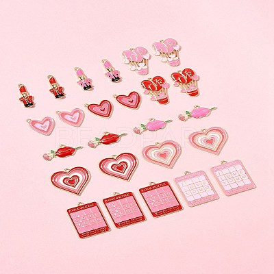 24Pcs 12 Styles Valentine's Day Rack Plating Alloy Enamel Pendants ENAM-FS0002-56-1