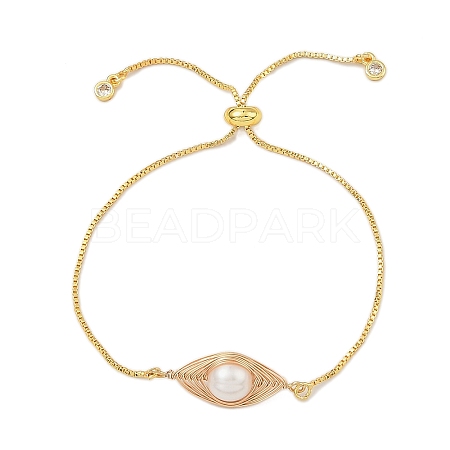 Natural Cultured Freshwater Pearl Slider Bracelets BJEW-JB11215-1