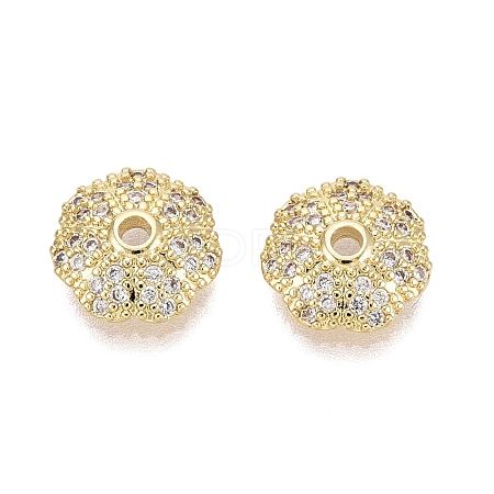 Brass Micro Pave Clear Cubic Zirconia Bead Caps KK-Q071-17G-02-1