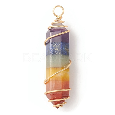 7 Chakra Gemstone Double Terminal Pointed Pendants PALLOY-TA00057-02-1