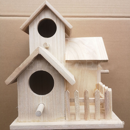 Unpainted Wood Bird House WOCR-PW0001-104C-1