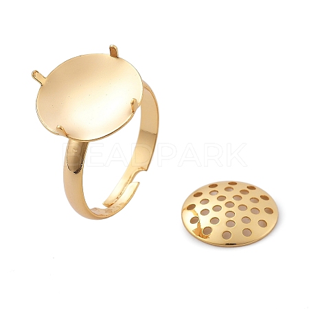 Brass Adjustable Ring Findings KK-K382-15B-G-1