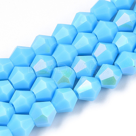 Opaque Solid Color Electroplate Glass Beads Strands X-EGLA-A039-P6mm-L12-1