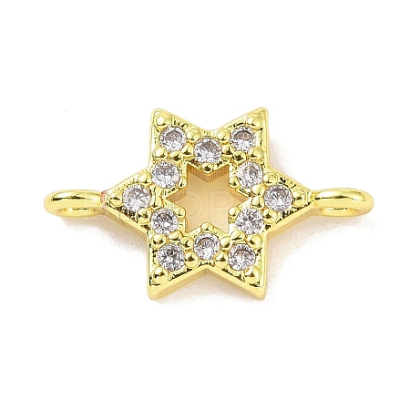 Real 18K Gold Plated Brass Micro Pave Cubic Zirconia Connector Charms KK-L209-047G-02-1