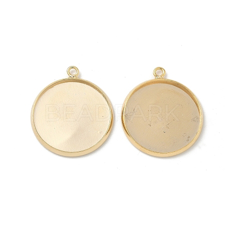 Flat Round Brass Pendant Cabochon Settings KK-K414-14G-G-1