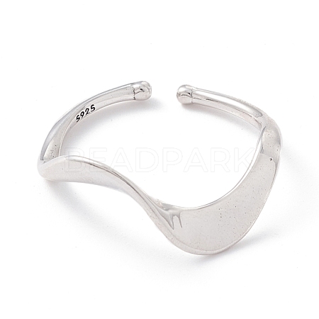 925 Sterling Silver Plain Cuff Ring for Girl Women RJEW-C008-06P-1