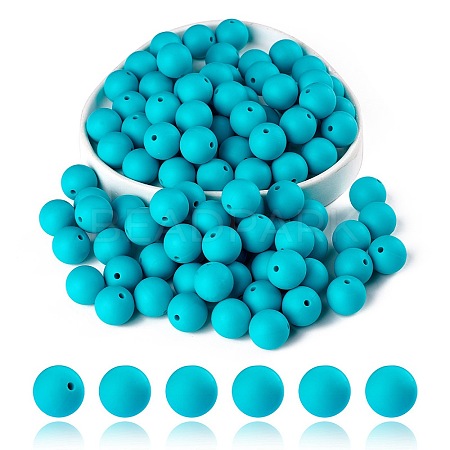 100Pcs Silicone Beads Round Rubber Bead 15MM Loose Spacer Beads for DIY Supplies Jewelry Keychain Making JX440A-1