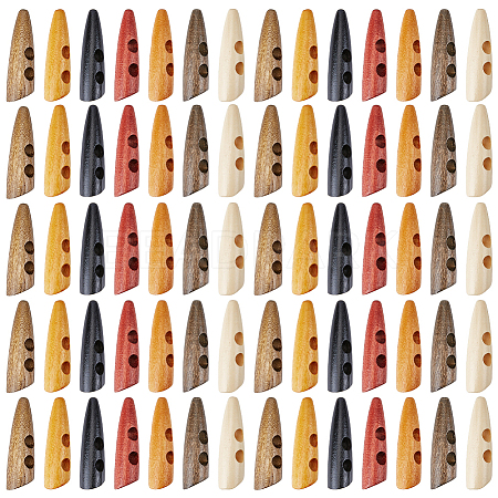 70Pcs 7 Colors 2-Hole Wood Buttons BUTT-GF0004-20-1