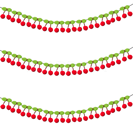 3 Bags Wool Pompom Cherry Hanging Banner DIY-CP0013-53-1