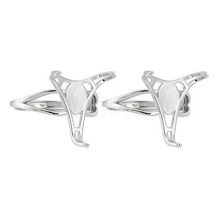 GOMAKERER 2Pcs Rhodium Plated 925 Sterling Silver Adjustable Ring Findings STER-GO0001-06-1