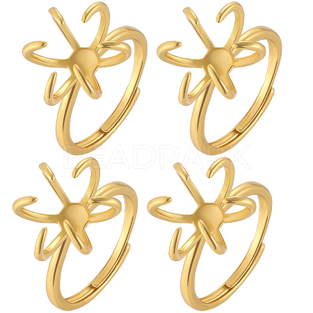 4Pcs Brass Adjustable Ring Findings KK-BBC0014-80G-1