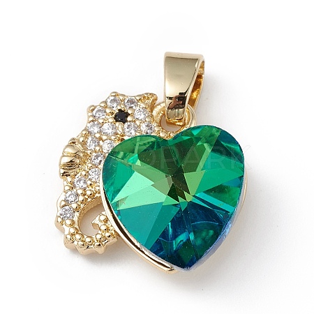 Real 18K Gold Plated Rack Plating Brass Micro Pave Cubic Zirconia Pendants KK-C015-02G-04-1