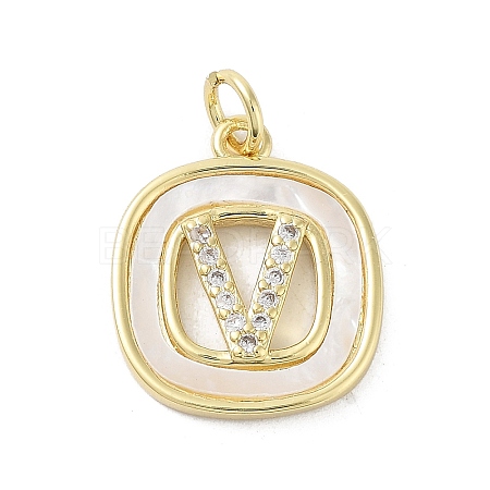 Rack Plating Brass Micro Pave Clear Cubic Zirconia Pendants KK-E102-33G-V-1