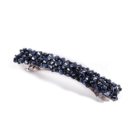 Glass Beaded Hair Barrettes PW-WG60883-02-1