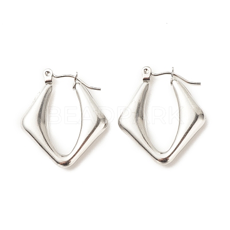 Non-Tarnish 304 Stainless Steel Chunky Rhombus Hoop Earrings for Women EJEW-K242-06P-1