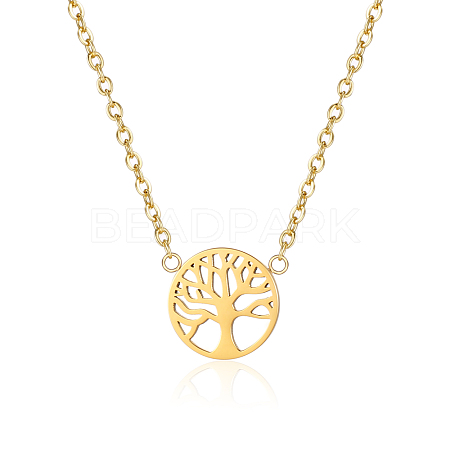 Elegant Stainless Steel Tree of Life Pendant Necklace for Women. AO2762-1-1