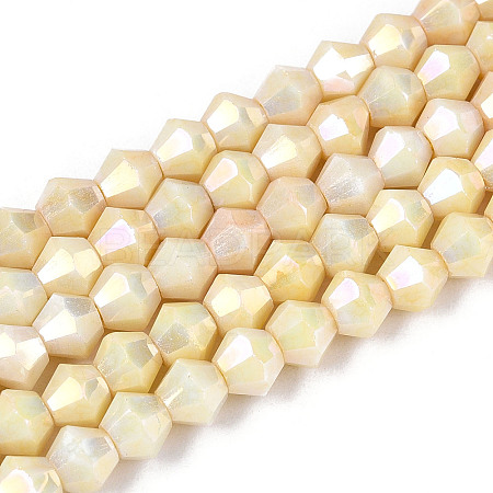 Anti-Tarnish Electroplate Bicone Glass Beads Strands X-EGLA-T021-4mm-16-10-1