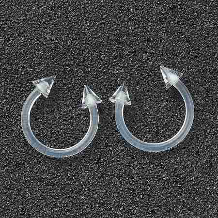 Acrylic Circular/Horseshoe Barbell with Double Pointed End AJEW-P084-03-1