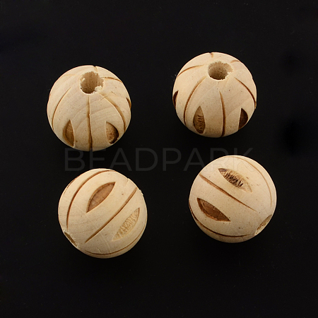 Undyed Natural Wood Round Beads X-WOOD-R253-21-LF-1
