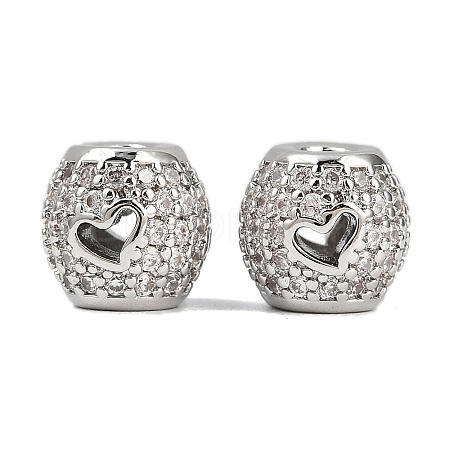 Brass Micro Pave Cubic Zirconia Beads KK-F906-23P-1