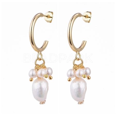 Brass Half Hoop Earrings X-EJEW-JE04159-1