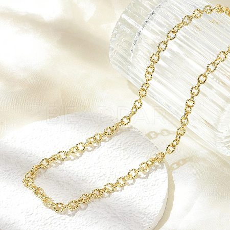 Brass Textured Cable Chain Necklaces NJEW-A042-12G-01-1