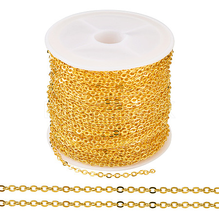 Brass Coated Iron Flat Cable Chains CH-TAC0007-02G-1