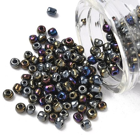 6/0 Electroplated Metallic Colours Round Glass Seed Beads X-SEED-A009-4mm-602-1