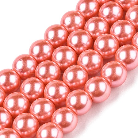 Baking Paint Pearlized Glass Pearl Round Bead Strands HY-Q003-10mm-77-A-1