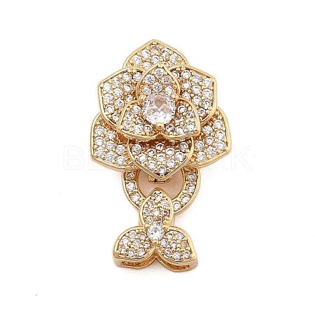 Brass Micro Pave Clear Cubic Zirconia Fold Over Clasps KK-C075-09G-1
