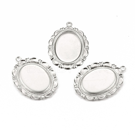 Tarnish Resistant 304 Stainless Steel Pendant Cabochon Settings STAS-I167-03P-1