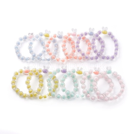 Transparent Acrylic Beads Stretch Bracelet for Kids BJEW-JB06507-1