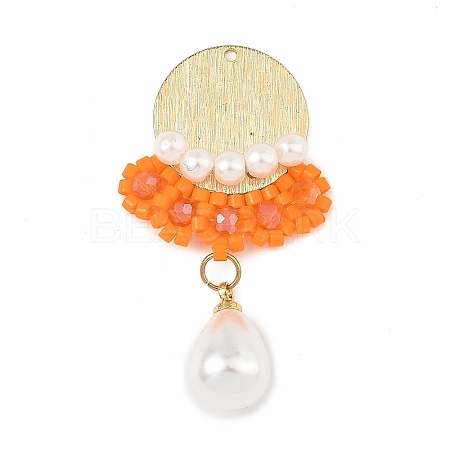 Glass Seed Beaded & ABS Plastic Imitation Pearl & Glass Pendants PALLOY-MZ01380-02-1