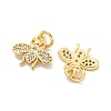 Brass Micro Pave Clear Cubic Zirconia Charms KK-Z044-15A-2