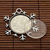 25x4mm Dome Transparent Glass Cabochons and Christmas Ornaments Antique Silver Alloy Snowflake Pendant Cabochon Settings DIY DIY-X0181-AS-2
