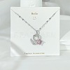 304 Stainless Steel Pave Pink and Clear Cubic Zirconia Pendant Necklaces FS-WGACF2A-02-1