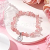 Synthetic Cherry Quartz Glass Chip Beaded Stretch Bracelets BJEW-JB11133-02-2