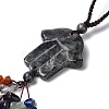 Hamsa Hand/Hand of Miriam Natural Labradorite Pendant Decorations HJEW-R127-02F-5