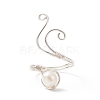 Copper Wire Wrapped Natural Freshwater Pearl Cuff Rings for Women RJEW-JR00553-02-6
