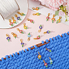 SUNNYCLUE 30Pcs Dyed Synthetic Turquoise & Glass Seed Beaded Flower Pendant Locking Stitch Markers HJEW-SC0001-55-3