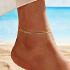 925 Sterling Silver Snake Chain Anklet AJEW-Z029-14G-3